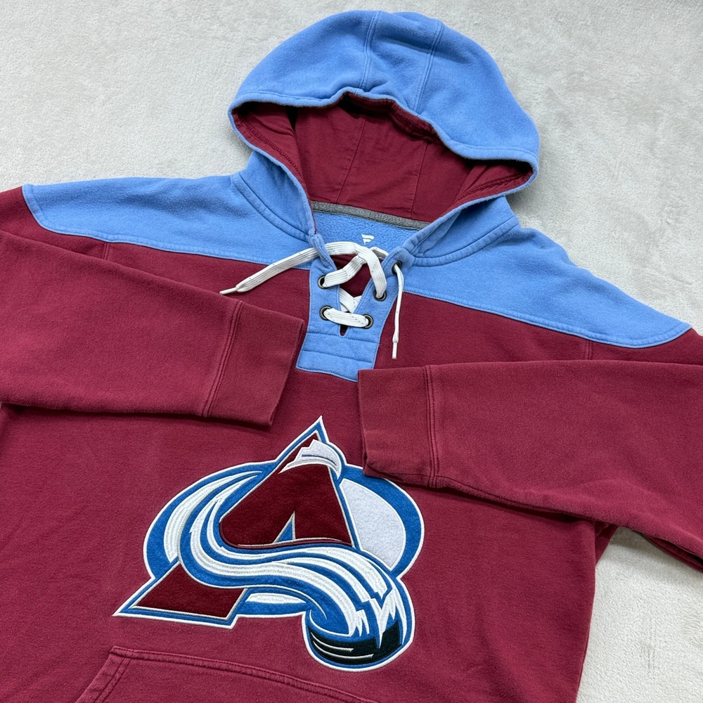 Fanatics Colorado Avalanche Hoodie Mens Large Burgundy Lace Up NHL Pullover